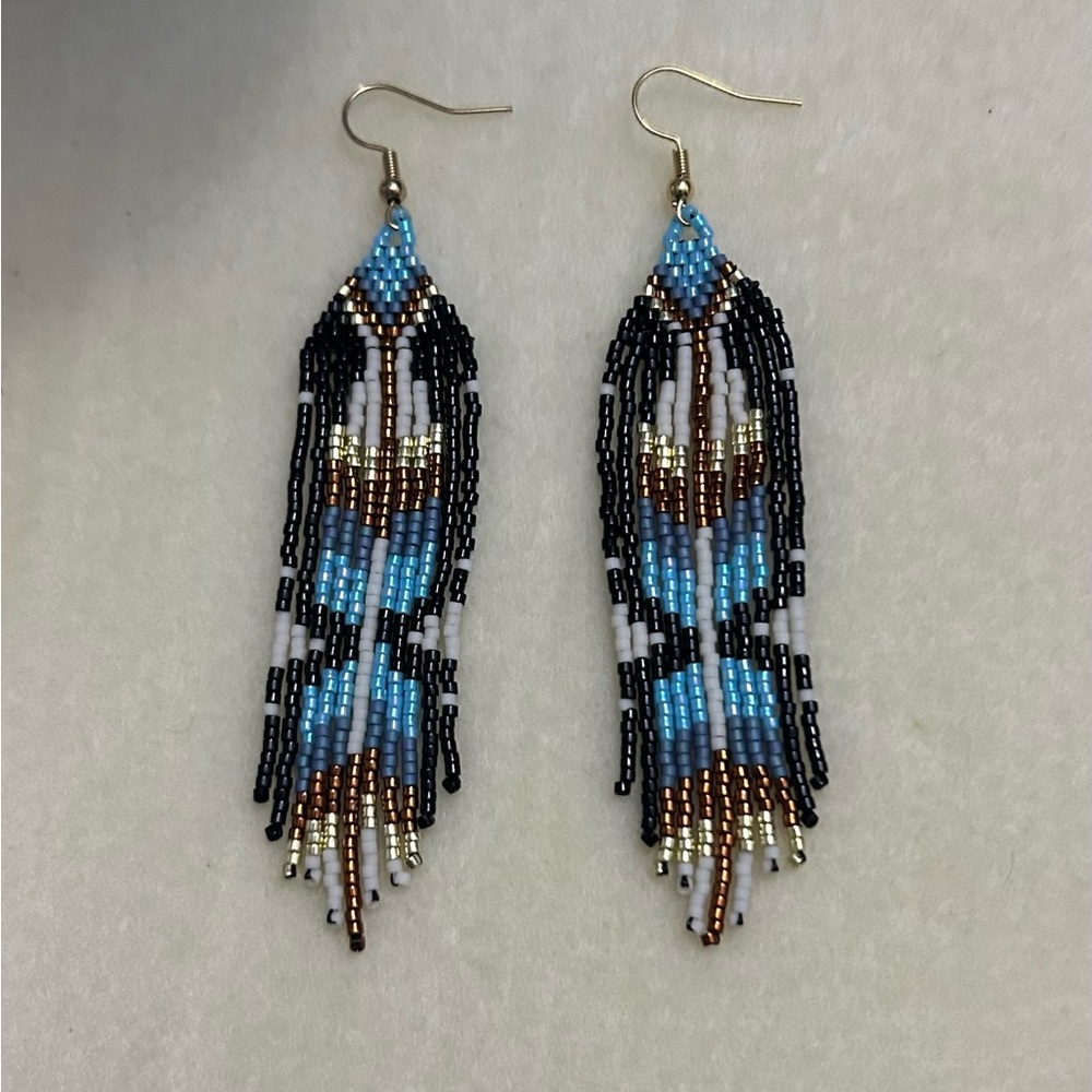 Beaded feather earrings